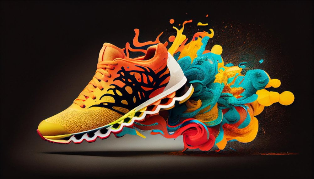 sports shoe competition abstract multi color background generated by ai